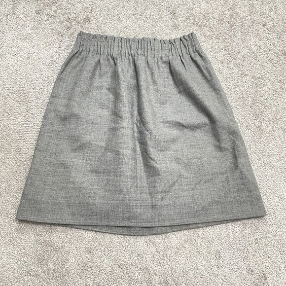J.Crew Wool Blend Sidewalk Pleated Pencil Skirt Womens 00 Gray Elastic Pockets - Picture 2 of 10